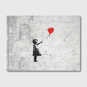 Альбом для рисования с принтом Бэнкси Девочка с Шаром , 100% бумага
 | матовая бумага, плотность 200 мг. | art | balloon | banksy | culture | girl | graffity | heart | hearts | red | арт | бэнкси | граффити | девочка | девочка с шаром | красный | красным | культура | сердечки | сердечко | сердце | стрит | шар | шарик | шариком