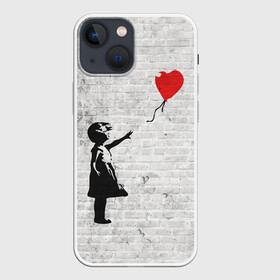 Чехол для iPhone 13 mini с принтом Бэнкси: Девочка с Шаром ,  |  | art | balloon | banksy | culture | girl | graffity | heart | hearts | red | арт | бэнкси | граффити | девочка | девочка с шаром | красный | красным | культура | сердечки | сердечко | сердце | стрит | шар | шарик | шариком