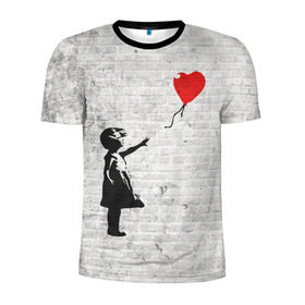 Мужская футболка 3D спортивная с принтом Бэнкси: Девочка с Шаром , 100% полиэстер с улучшенными характеристиками | приталенный силуэт, круглая горловина, широкие плечи, сужается к линии бедра | art | balloon | banksy | culture | girl | graffity | heart | hearts | red | арт | бэнкси | граффити | девочка | девочка с шаром | красный | красным | культура | сердечки | сердечко | сердце | стрит | шар | шарик | шариком