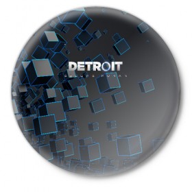 Значок с принтом Detroit Become Human ,  металл | круглая форма, металлическая застежка в виде булавки | 