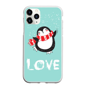 Чехол для iPhone 11 Pro Max матовый с принтом Пингвин LOVE , Силикон |  | linux | детская | зима | зимняя | лёд | новый год | пингвин | пингвин в снегу | пингвин в шарфе | пингвин любовь | пингвинчик | пингвины | северный полюс | снег | холод