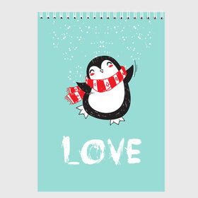 Скетчбук с принтом Пингвин LOVE , 100% бумага
 | 48 листов, плотность листов — 100 г/м2, плотность картонной обложки — 250 г/м2. Листы скреплены сверху удобной пружинной спиралью | linux | детская | зима | зимняя | лёд | новый год | пингвин | пингвин в снегу | пингвин в шарфе | пингвин любовь | пингвинчик | пингвины | северный полюс | снег | холод