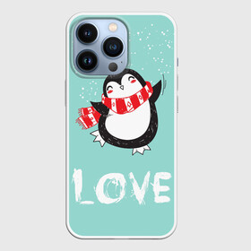 Чехол для iPhone 13 Pro с принтом Пингвин LOVE ,  |  | linux | детская | зима | зимняя | лёд | новый год | пингвин | пингвин в снегу | пингвин в шарфе | пингвин любовь | пингвинчик | пингвины | северный полюс | снег | холод