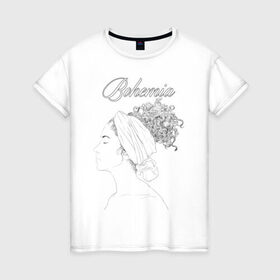 Женская футболка хлопок с принтом Богема , 100% хлопок | прямой крой, круглый вырез горловины, длина до линии бедер, слегка спущенное плечо | афро | грация | девушка | красота | мулатка