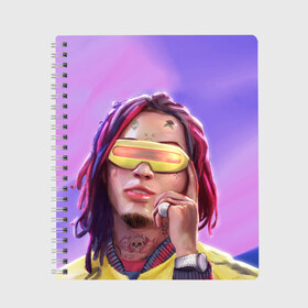 Тетрадь с принтом Lil Pump , 100% бумага | 48 листов, плотность листов — 60 г/м2, плотность картонной обложки — 250 г/м2. Листы скреплены сбоку удобной пружинной спиралью. Уголки страниц и обложки скругленные. Цвет линий — светло-серый
 | Тематика изображения на принте: drumtick | elementary | esketit | esskeetit | gang | garcia | gazzy | gucci | guccigang | jetski | pump | rap | trap | usa | газзи | гарсия | лил | памп | рэп | сша | трап | эщкере