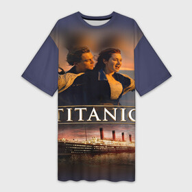 Платье-футболка 3D с принтом Титаник Джек и Роза ,  |  | 