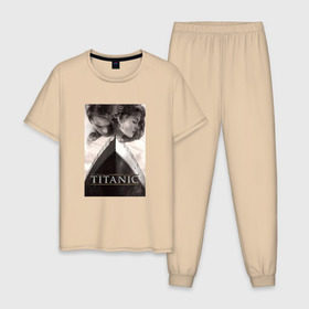 Мужская пижама хлопок с принтом Титаник , 100% хлопок | брюки и футболка прямого кроя, без карманов, на брюках мягкая резинка на поясе и по низу штанин
 | titanic | титаник