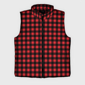 Мужской жилет утепленный 3D с принтом Красная Клетка (Дровосек) ,  |  | cell | cells | flannel | pattern | red | shirt | texture | woodcutter | дровосек | дровосека | клетка | клетку | красная | красный | паттерн | рубашка | текстура | узор | фланнелевая | фланнель