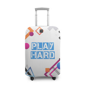 Чехол для чемодана 3D с принтом Play hard , 86% полиэфир, 14% спандекс | двустороннее нанесение принта, прорези для ручек и колес | Тематика изображения на принте: 