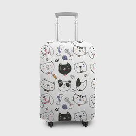 Чехол для чемодана 3D с принтом Зверушки , 86% полиэфир, 14% спандекс | двустороннее нанесение принта, прорези для ручек и колес | кот | кошка | медведь | панда | пес | поросенок | свинья | собака