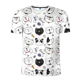 Мужская футболка 3D спортивная с принтом Зверушки , 100% полиэстер с улучшенными характеристиками | приталенный силуэт, круглая горловина, широкие плечи, сужается к линии бедра | кот | кошка | медведь | панда | пес | поросенок | свинья | собака
