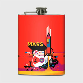 Фляга с принтом Марс , металлический корпус | емкость 0,22 л, размер 125 х 94 мм. Виниловая наклейка запечатывается полностью | space | илон | илон маск | колонизация | космос | марс | маск | наука | полет | ракета
