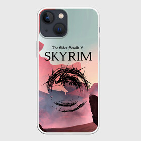 Чехол для iPhone 13 mini с принтом The Elder Scrolls ,  |  | art game | art skyrim | forest | game | skyrim | the elder scrolls v skyrim | горы | довакин | древние свитки | игра | лес | небо | скайрим