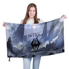 Флаг 3D с принтом THE ELDER SCROLLS 5 SKYRIM , 100% полиэстер | плотность ткани — 95 г/м2, размер — 67 х 109 см. Принт наносится с одной стороны | art game | art skyrim | forest | game | skyrim | the elder scrolls v skyrim | горы | довакин | древние свитки | игра | лес | небо | скайрим