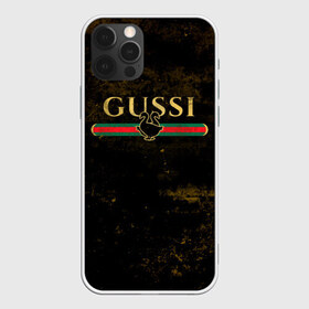 Чехол для iPhone 12 Pro Max с принтом GUSSI GOLD , Силикон |  | fasion | gold | gucci | gussi | trend | гусси | гуччи | золото | золотой | мода | одежда | тренд | тренды