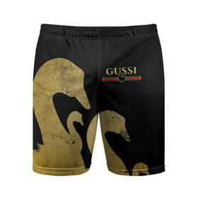 Мужские шорты 3D спортивные с принтом GUSSI GOLD ,  |  | Тематика изображения на принте: fasion | gold | gucci | gussi | trend | гусси | гуччи | золото | золотой | мода | одежда | тренд | тренды