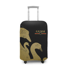 Чехол для чемодана 3D с принтом GUSSI GOLD , 86% полиэфир, 14% спандекс | двустороннее нанесение принта, прорези для ручек и колес | fasion | gold | gucci | gussi | trend | гусси | гуччи | золото | золотой | мода | одежда | тренд | тренды