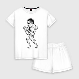 Женская пижама с шортиками хлопок с принтом Tony Ferguson art , 100% хлопок | футболка прямого кроя, шорты свободные с широкой мягкой резинкой | ferguson | mma | tony | ufc | арманн | бокс | борьба | джиу джитсу | кукуй | тони | фергюсон | эль | энтони