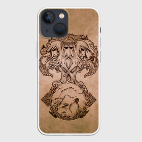 Чехол для iPhone 13 mini с принтом русь ,  |  | Тематика изображения на принте: ethnic | folk | runes | slav | дерево | медведь | руны | русь | славяне | тотем | фолк | фольклор | шаманизм | этника | этно | язычество