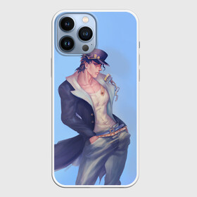 Чехол для iPhone 13 Pro Max с принтом Joutarou Kuujou на синем ,  |  | bizarre adventure | jojo | jojo no kimyou na bouken | jojos bizarre adventure | джоджо | невероятное приключение джоджо