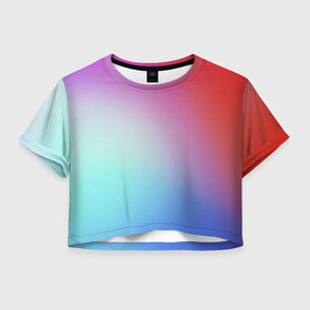 Женская футболка Cropp-top с принтом Colorful Gradient , 100% полиэстер | круглая горловина, длина футболки до линии талии, рукава с отворотами | abstract | blue | gradient | iphone | red | theme | абстракция | айфон | градиент | заставка | тема