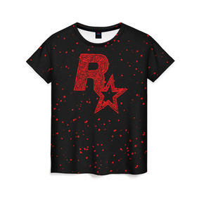 Женская футболка 3D с принтом Rockstar , 100% полиэфир ( синтетическое хлопкоподобное полотно) | прямой крой, круглый вырез горловины, длина до линии бедер | Тематика изображения на принте: auto | dead | grand | gta | gta5 | rdr | red | redemption | rockstar | theft | рокстар