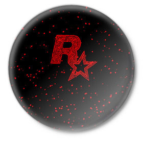 Значок с принтом Rockstar ,  металл | круглая форма, металлическая застежка в виде булавки | auto | dead | grand | gta | gta5 | rdr | red | redemption | rockstar | theft | рокстар