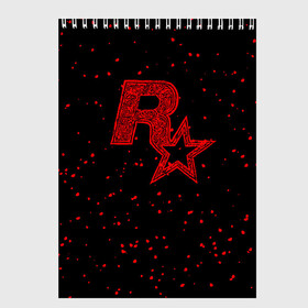Скетчбук с принтом Rockstar , 100% бумага
 | 48 листов, плотность листов — 100 г/м2, плотность картонной обложки — 250 г/м2. Листы скреплены сверху удобной пружинной спиралью | Тематика изображения на принте: auto | dead | grand | gta | gta5 | rdr | red | redemption | rockstar | theft | рокстар