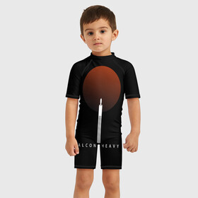 Детский купальный костюм 3D с принтом Falcon Heavy , Полиэстер 85%, Спандекс 15% | застежка на молнии на спине | falcon heavy | ilon mask | spacex | tesla | tesla roadster | илон маск | спейс икс | спейс экс | тесла | тесла родстер