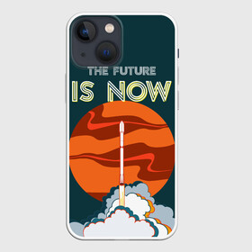 Чехол для iPhone 13 mini с принтом THE FUTURE IS NOW ,  |  | falcon heavy | ilon mask | spacex | tesla | tesla roadster | the future | илон маск | спейс икс | спейс экс | тесла | тесла родстер