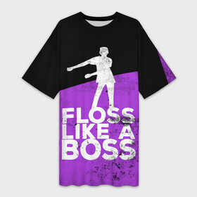 Платье-футболка 3D с принтом Floss Like A Boss ,  |  | battle | boss | epic | floss | fortnite | game | games | lama | pubg | pvp | royale | save | survival | the | world | битва | выживание | дроп | игра | игры | королевская | лама | массакр | мир | пабг | спасти | фортнайт