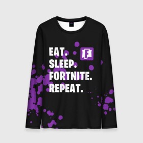 Мужской лонгслив 3D с принтом Eat Sleep Fortnite Repeat , 100% полиэстер | длинные рукава, круглый вырез горловины, полуприлегающий силуэт | battle | boss | epic | floss | fortnite | game | games | lama | pubg | pvp | royale | save | survival | the | world | битва | выживание | дроп | игра | игры | королевская | лама | массакр | мир | пабг | спасти | фортнайт