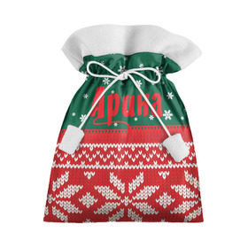 Подарочный 3D мешок с принтом Новогодняя Арина , 100% полиэстер | Размер: 29*39 см | белый | год | зеленый | имя | красный | новый | подарок | символ | сюрприз | узор