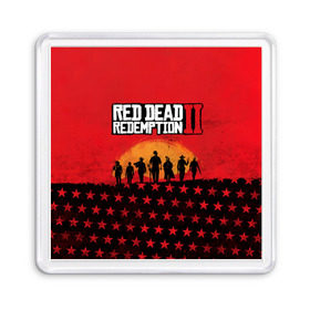 Магнит 55*55 с принтом Red Dead Redemption 2 , Пластик | Размер: 65*65 мм; Размер печати: 55*55 мм | dead | die | flag | game | games | gta | rdr | rdr2 | red | redemption | rockstar | sun | sunset | western | вестерн | выкуп | гта | дикий | закат | запад | игра | игры | красный | мертвый | поле | рдр | рдр2 | рокстар | солнце