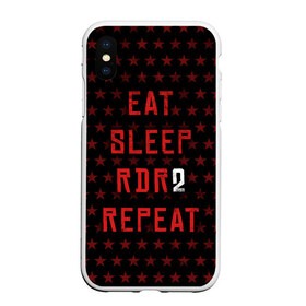 Чехол для iPhone XS Max матовый с принтом Eat Sleep RDR2 Repeat , Силикон | Область печати: задняя сторона чехла, без боковых панелей | dead | die | eat | flag | game | games | gta | rdr | rdr2 | red | redemption | repeat | rockstar | sleep | sun | western | вестерн | выкуп | гта | дикий | запад | игра | игры | красный | мертвый | рдр | рдр2 | рокстар | солнце