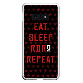 Чехол для Samsung S10E с принтом Eat Sleep RDR2 Repeat , Силикон | Область печати: задняя сторона чехла, без боковых панелей | dead | die | eat | flag | game | games | gta | rdr | rdr2 | red | redemption | repeat | rockstar | sleep | sun | western | вестерн | выкуп | гта | дикий | запад | игра | игры | красный | мертвый | рдр | рдр2 | рокстар | солнце