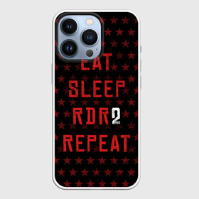 Чехол для iPhone 13 Pro с принтом Eat Sleep RDR2 Repeat ,  |  | Тематика изображения на принте: dead | die | eat | flag | game | games | gta | rdr | rdr2 | red | redemption | repeat | rockstar | sleep | sun | western | вестерн | выкуп | гта | дикий | запад | игра | игры | красный | мертвый | рдр | рдр2 | рокстар | солнце