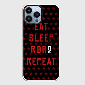 Чехол для iPhone 13 Pro Max с принтом Eat Sleep RDR2 Repeat ,  |  | Тематика изображения на принте: dead | die | eat | flag | game | games | gta | rdr | rdr2 | red | redemption | repeat | rockstar | sleep | sun | western | вестерн | выкуп | гта | дикий | запад | игра | игры | красный | мертвый | рдр | рдр2 | рокстар | солнце