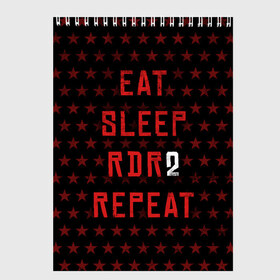 Скетчбук с принтом Eat Sleep RDR2 Repeat , 100% бумага
 | 48 листов, плотность листов — 100 г/м2, плотность картонной обложки — 250 г/м2. Листы скреплены сверху удобной пружинной спиралью | dead | die | eat | flag | game | games | gta | rdr | rdr2 | red | redemption | repeat | rockstar | sleep | sun | western | вестерн | выкуп | гта | дикий | запад | игра | игры | красный | мертвый | рдр | рдр2 | рокстар | солнце