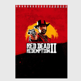 Скетчбук с принтом Red Dead Redemption 2 , 100% бумага
 | 48 листов, плотность листов — 100 г/м2, плотность картонной обложки — 250 г/м2. Листы скреплены сверху удобной пружинной спиралью | dead | die | flag | game | games | gta | rdr | rdr2 | red | redemption | rockstar | sun | sunset | western | вестерн | выкуп | гта | дикий | закат | запад | игра | игры | красный | мертвый | поле | рдр | рдр2 | рокстар | солнце