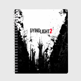 Тетрадь с принтом Dying Light 2 , 100% бумага | 48 листов, плотность листов — 60 г/м2, плотность картонной обложки — 250 г/м2. Листы скреплены сбоку удобной пружинной спиралью. Уголки страниц и обложки скругленные. Цвет линий — светло-серый
 | Тематика изображения на принте: action | axe | dying | horror | light | open | rpg | survival | techland | world | zombie | zombies | выживание | даин | дайинг | зомби | игра | игры | лайт | мир | открытый | про | топор | топорик | ужасы | хоррор | экшн