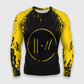 Мужской рашгард 3D с принтом TWENTY ONE PILOTS | 21 PILOTS | TOP ,  |  | 21 pilots | 21p | dyrty | music | paints | rock | top | trench | twenty one pilots | yellow | брызги | группа | краска.пятна | музыка | рок