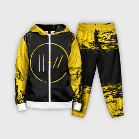 Детский костюм 3D с принтом TWENTY ONE PILOTS | 21 PILOTS | TOP ,  |  | 21 pilots | 21p | dyrty | music | paints | rock | top | trench | twenty one pilots | yellow | брызги | группа | краска.пятна | музыка | рок