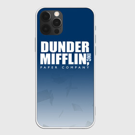 Чехол для iPhone 12 Pro с принтом The Office: Dunder Mifflin , силикон | область печати: задняя сторона чехла, без боковых панелей | company | dunder | inc | mifflin | office | paper | the | бумага | бумаги | бумажная | дандер | компания | контора | корпорация | листочки | листы | лого | логотип | миффлин | офис | оффис | сериал | сериалы | символ | синий