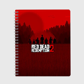 Тетрадь с принтом RED DEAD REDEMPTION 2 , 100% бумага | 48 листов, плотность листов — 60 г/м2, плотность картонной обложки — 250 г/м2. Листы скреплены сбоку удобной пружинной спиралью. Уголки страниц и обложки скругленные. Цвет линий — светло-серый
 | game | red dead | red dead redemption 2 | redemption 2 | rockstar games | бандиты | дикий запад | игры | ковбои | оружие