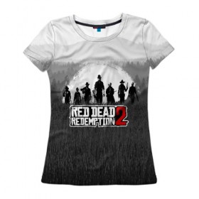 Женская футболка 3D с принтом Red Dead Redemption 2 , 100% полиэфир ( синтетическое хлопкоподобное полотно) | прямой крой, круглый вырез горловины, длина до линии бедер | game | red dead | red dead redemption 2 | redemption 2 | rockstar games | бандиты | дикий запад | игры | ковбои | оружие