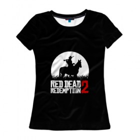 Женская футболка 3D с принтом RED DEAD REDEMPTION , 100% полиэфир ( синтетическое хлопкоподобное полотно) | прямой крой, круглый вырез горловины, длина до линии бедер | game | red dead | red dead redemption 2 | redemption 2 | rockstar games | бандиты | дикий запад | игры | ковбои | оружие