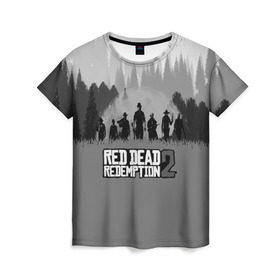 Женская футболка 3D с принтом RED DEAD REDEMPTION 2 , 100% полиэфир ( синтетическое хлопкоподобное полотно) | прямой крой, круглый вырез горловины, длина до линии бедер | game | red dead | red dead redemption 2 | redemption 2 | rockstar games | бандиты | дикий запад | игры | ковбои | оружие