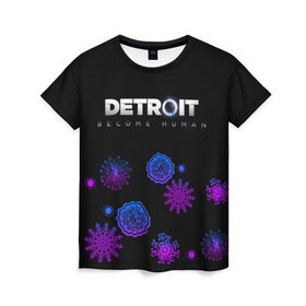 Женская футболка 3D с принтом Новогодний Detroit: Become human , 100% полиэфир ( синтетическое хлопкоподобное полотно) | прямой крой, круглый вырез горловины, длина до линии бедер | 