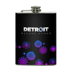 Фляга с принтом Новогодний Detroit: Become human , металлический корпус | емкость 0,22 л, размер 125 х 94 мм. Виниловая наклейка запечатывается полностью | 
